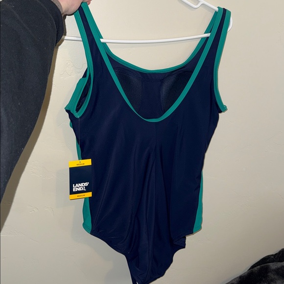 Lands' End Navy and Teal Swimsuit One Piece Size Medium New with Tags - Picture 7 of 7